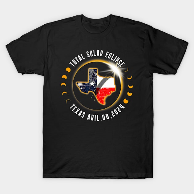 Solar Eclipse 2024 Total Solar Eclipse State Texas T-Shirt by Diana-Arts-C